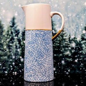 Elegant Pitcher hand painted blue and white image 8