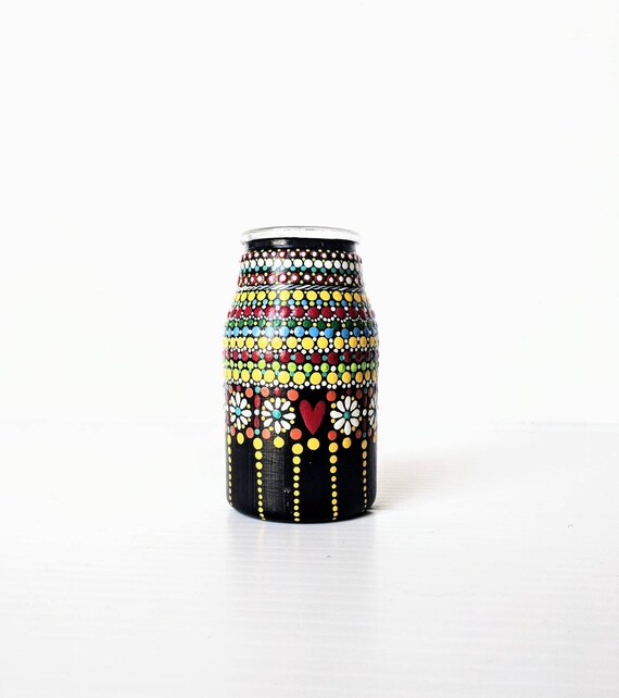Bud vase: hand painted tiny glass jar 6 ounce glass jar