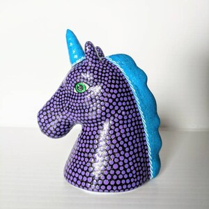 Purple and blue Unicorn small unicorn head figurine. image 7