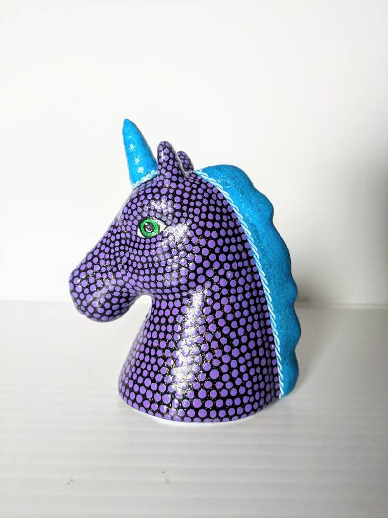 Purple and blue Unicorn small unicorn head figurine. image 7