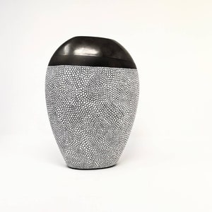 Vase hand painted ceramic vase black and white vase 10 inch tall vase image 2