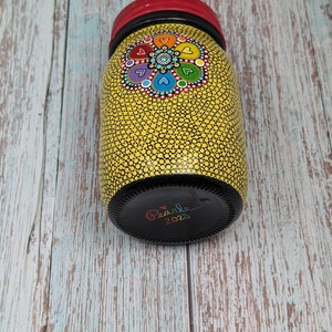 Stash Jar: hand painted glass jar with lid yellow image 6