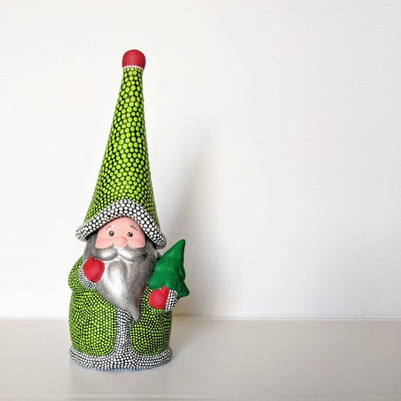 Gnome: Hand painted ceramic Santa Gnome