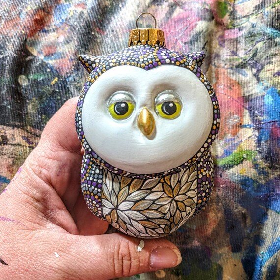 Barn Owl: Hand Painted Ceramic Owl Ornament