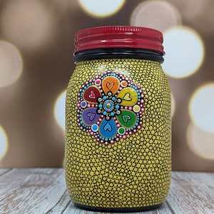 Stash Jar: hand painted glass jar with lid yellow image 1