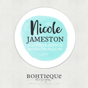 Heather Circle Initial Custom Return Address Stickers with Color Options Set of 40 image 1