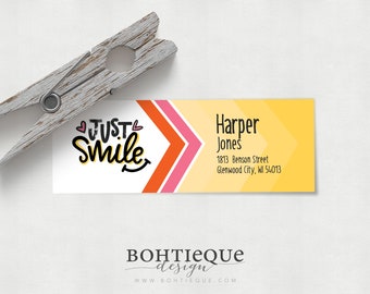 Just Smile Custom Return Address Labels – Set of 36