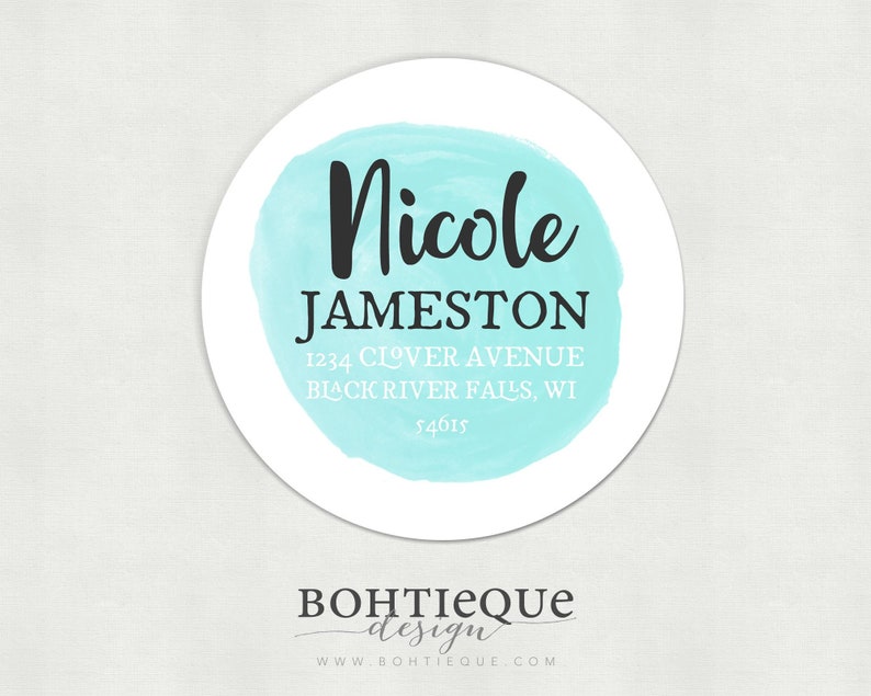Heather Circle Initial Custom Return Address Stickers with Color Options Set of 40 image 1