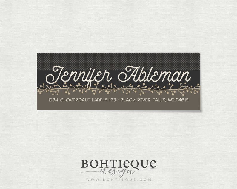 Jennifer Modern Custom Return Address Labels \u2013 Personalized Address Label \u2013 Floral Vine Label \u2013 Personalized Address \u2013 Bohtieque