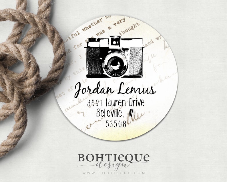 Vintage Camera Address Labels, Small Business Label, Gift for Photographer, Set of 40 image 3