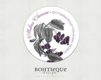 Botanical Distressed Purple Custom Return Address Stickers, Set of 40