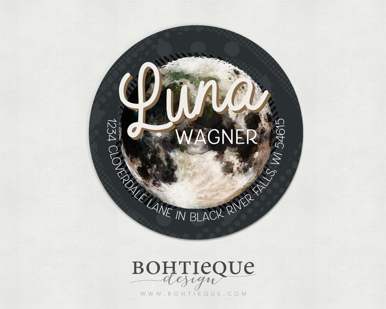 Luna Moon Custom Return Address Labels Personalized Address Etsy