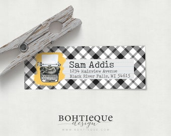 Sam Typewriter Custom Return Address Stickers, Gift for Pen Pal, Set of 36