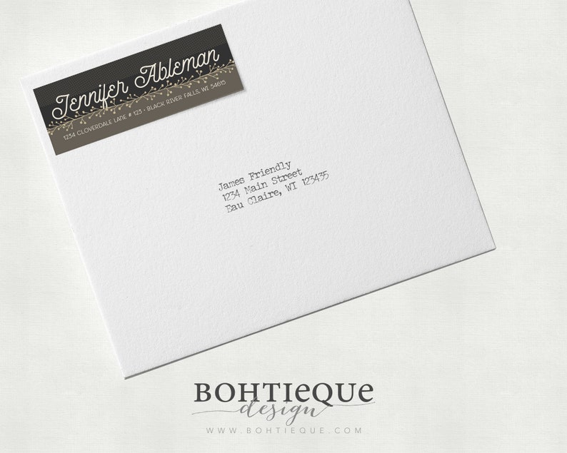 Jennifer Modern Custom Return Address Labels \u2013 Personalized Address Label \u2013 Floral Vine Label \u2013 Personalized Address \u2013 Bohtieque