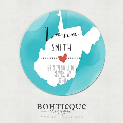 State Love Return Address Labels Heart Custom Address Label Etsy