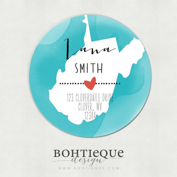 State Love Return Address Labels, Housewarming Gift, Gift for Pen Pal