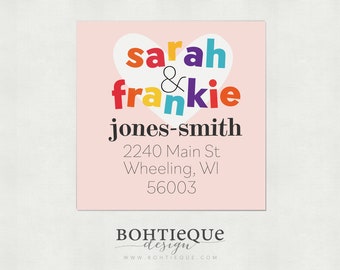 Sarah & Frankie Typography Address Labels, Gift for Couple, Wedding Gift