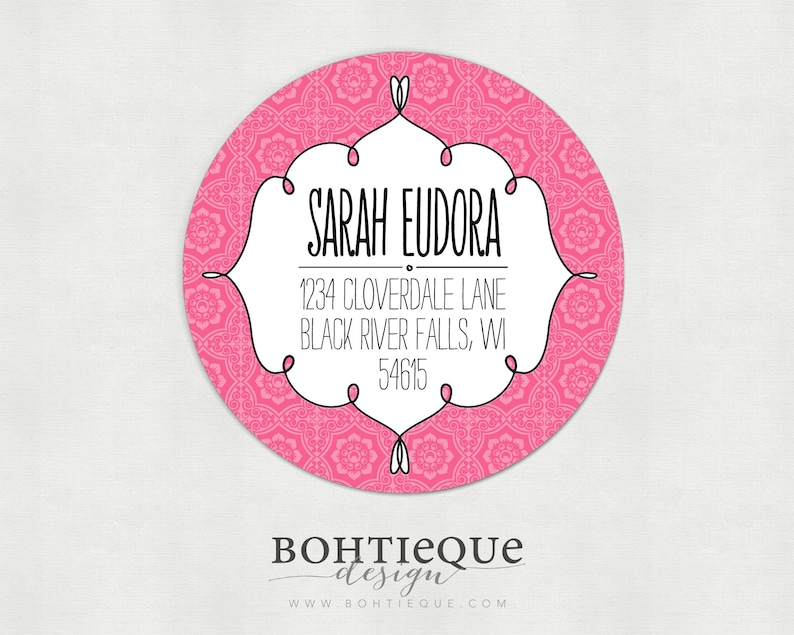 Scalloped Circle Custom Return Address Stickers with Color Options