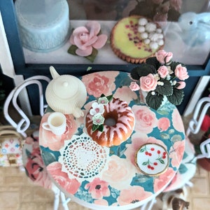 Dollhouse Miniatures 1:12 Spring cherry blossom flower Bundt cake image 3