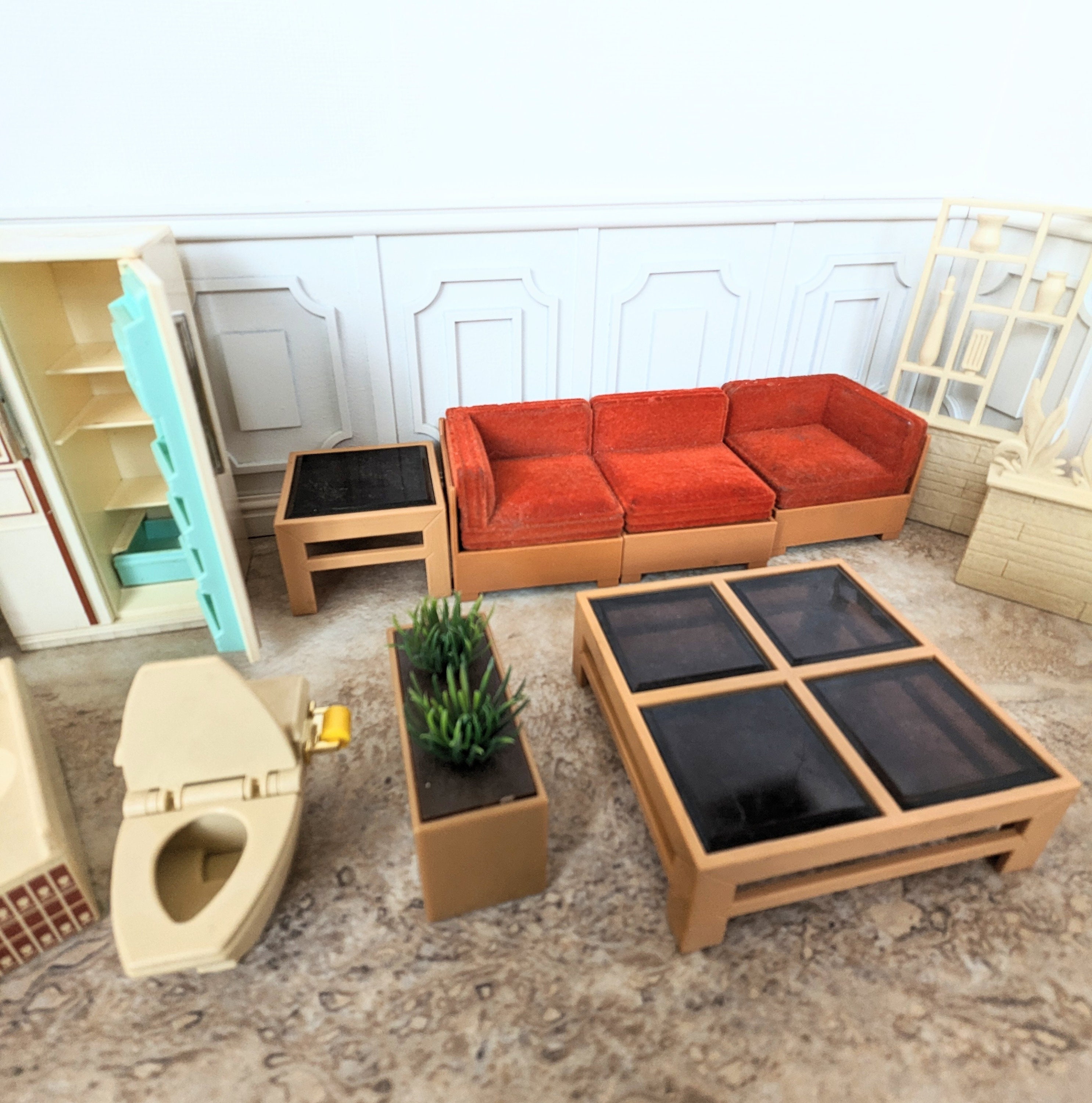 Vintage Tomy Mid Century Modern Dollhouse Miniature Furniture 11