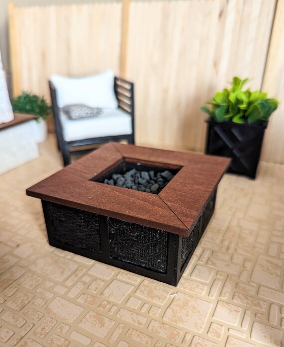 Dollhouse Miniature 1:12 scale Fire Pit Table for outdoor mini entertaining