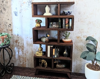 Dollhouse Miniature 1:12 scale Mid Century Modern Contemporary Bookcase Shelving unit