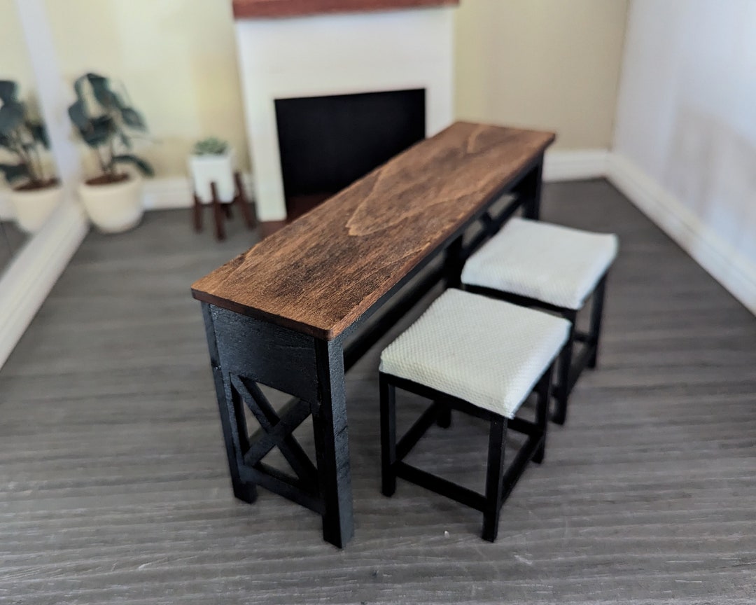 Dollhouse Miniature 1:12 Scale Console Table With Chairs - Etsy
