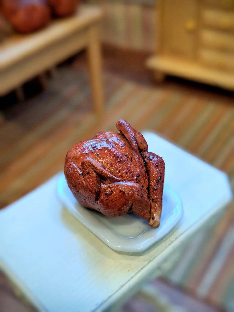 Dollhouse Miniature roasted turkey chicken 1:12 image 2