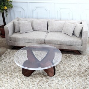 Dollhouse Miniature 1:12 scale MCM clear top coffee table
