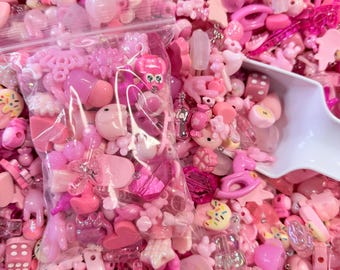 Overstock Pink Soup: All Pink Mystery Scoop Resin Beads, Kandi Charms, Surprise Mix