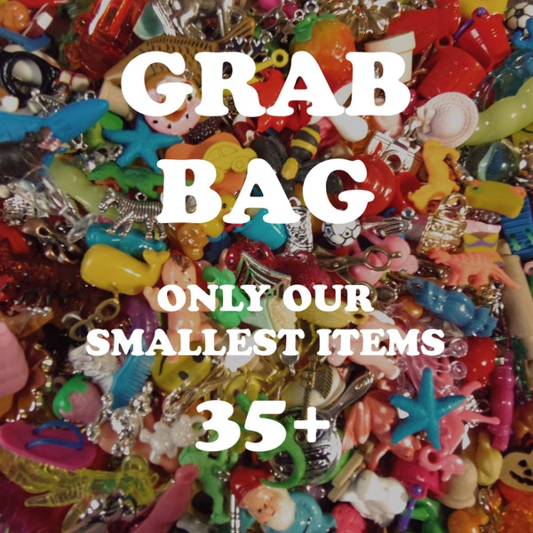 Grab Bag of our smallest charms, beads, trinkets, nic-nacs, doodads (qty 35) - PLEASE READ DESCRIPTION