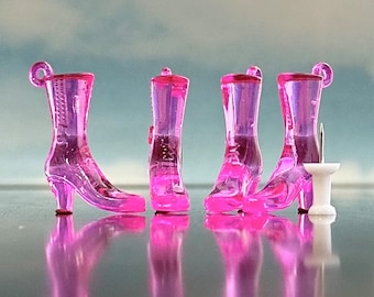 Roze laarsbedels (4 stuks)