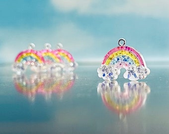 Sparkly Rainbow Charms (qty 4)