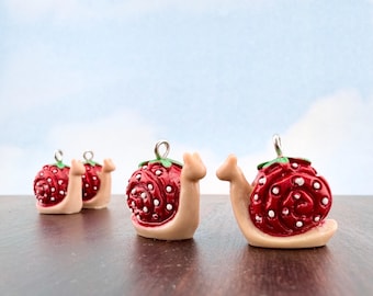 Strawberry Snail Charms (qty 4)