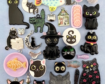 Black Cat Lover Collection of Charms and Beads