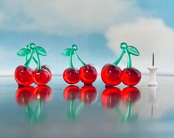 Cherrific Cherries (4) - nice bright red translucent charms