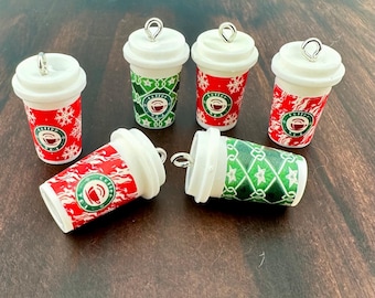 Holiday Coffee Cup Charms inspired by Starbucks (qty 6)