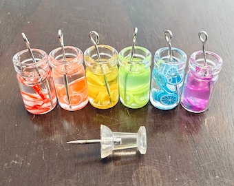 6 Refreshing Drinks - miniature glass tumblers w/resin filling