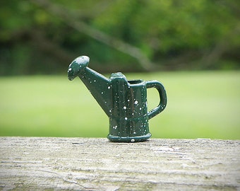 Terrarium Supply or Pendant - Green Painted Miniature Watering Can