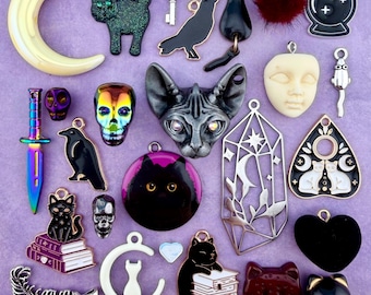 Magical Cat Gothic Collection of Charms and Beads