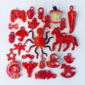 Red Collection of Miniature Trinkets and Charms