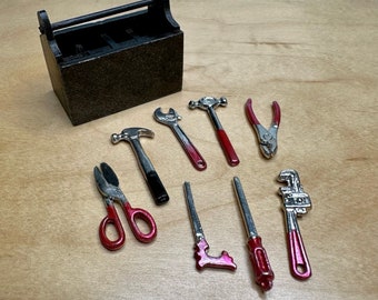 Tiny Tools with Toolbox - miniature dollhouse implements