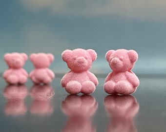 Fuzzy Pink Teddy Bear Charms (qty 4)