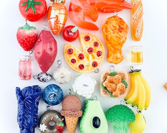 Miniature Food Charm Set - assorted charms for beaded bracelet or novelty earrings