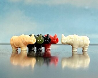 10 Sturdy Rhino Beads in beautiful earth tones - large hole plastic novelty bead