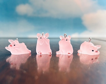 4 Posing Pig Charms