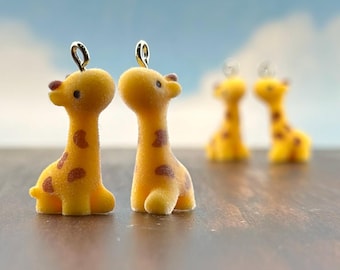 Flocked Giraffe Charms (qty 4)