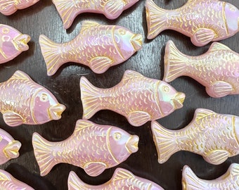 Pink Salmon Fish Beads (qty 6)