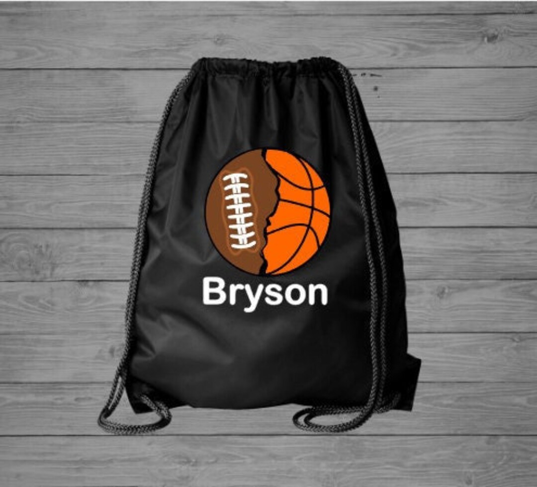 Football Basketball Drawstring Backpack Etsy