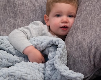 Cosy Hand Knitted Baby Blanket Mixed Colours Easy Care Acrylic Etsy